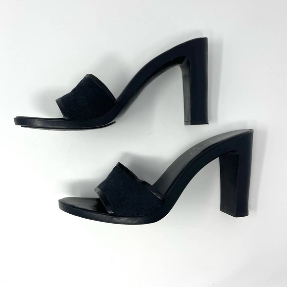 Gucci GG Monogram Logo Open Toe Mules Heels Sandals Slippers Slides Black US 8 - Picture 4 of 11